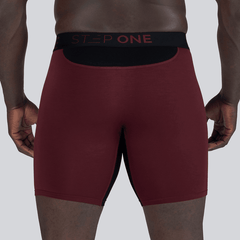 Boxer Brief Fly - Burgundy & Black - Bamboo Underwear