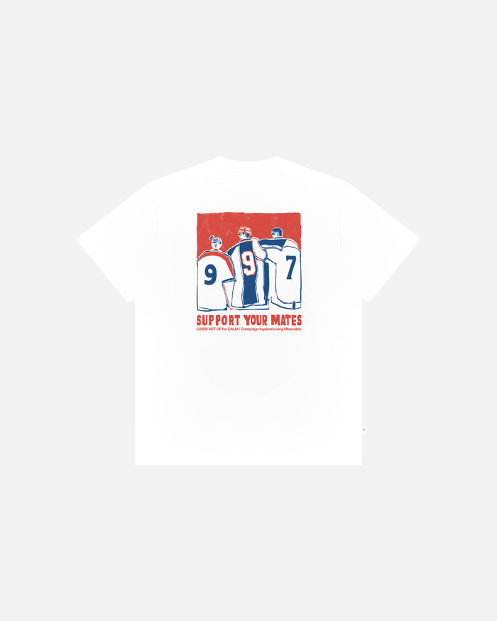ART OF x CALM - ENG Support Your Mates Tee | White Football T-shirt