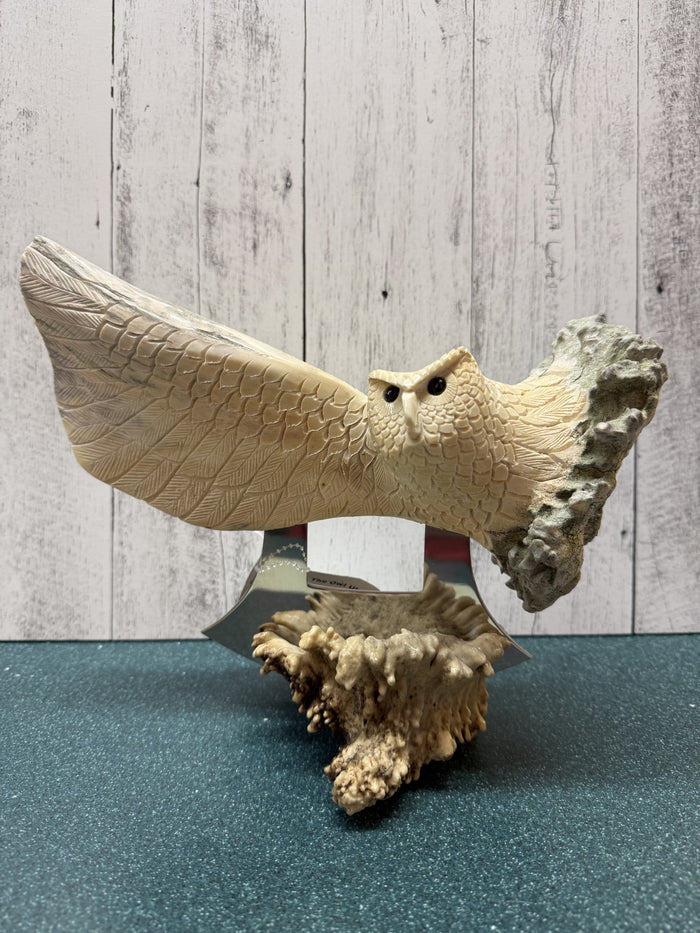 Carved Owl with Crown Base