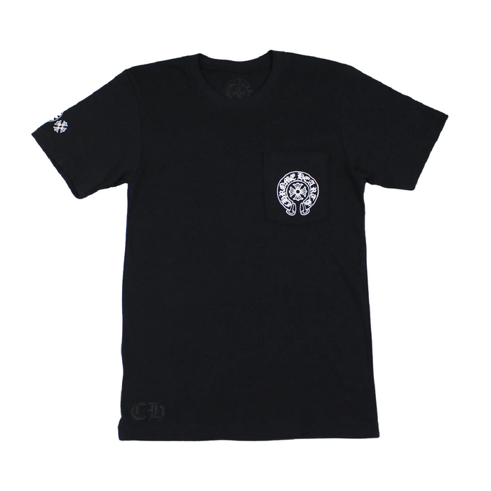Authentic Chrome Hearts CH Multi Colored Horseshoe Straight Cross T-Shirt – front view