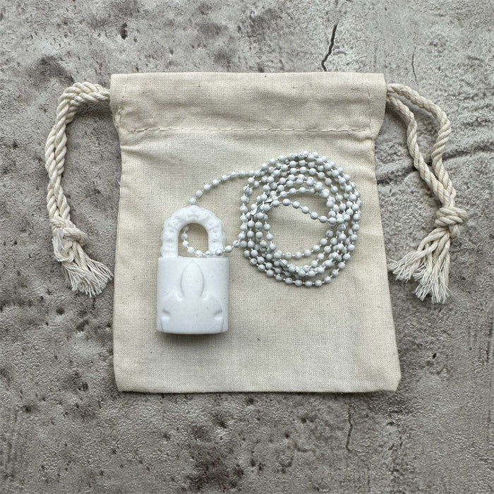 Chrome Hearts Silichrome Padlock Pendant Necklace White – necklace front view