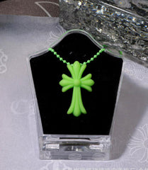 Chrome Hearts Silicone Cross Necklace – Green – necklace front view