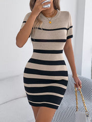 Striped Bodycon Knit Mini Dress