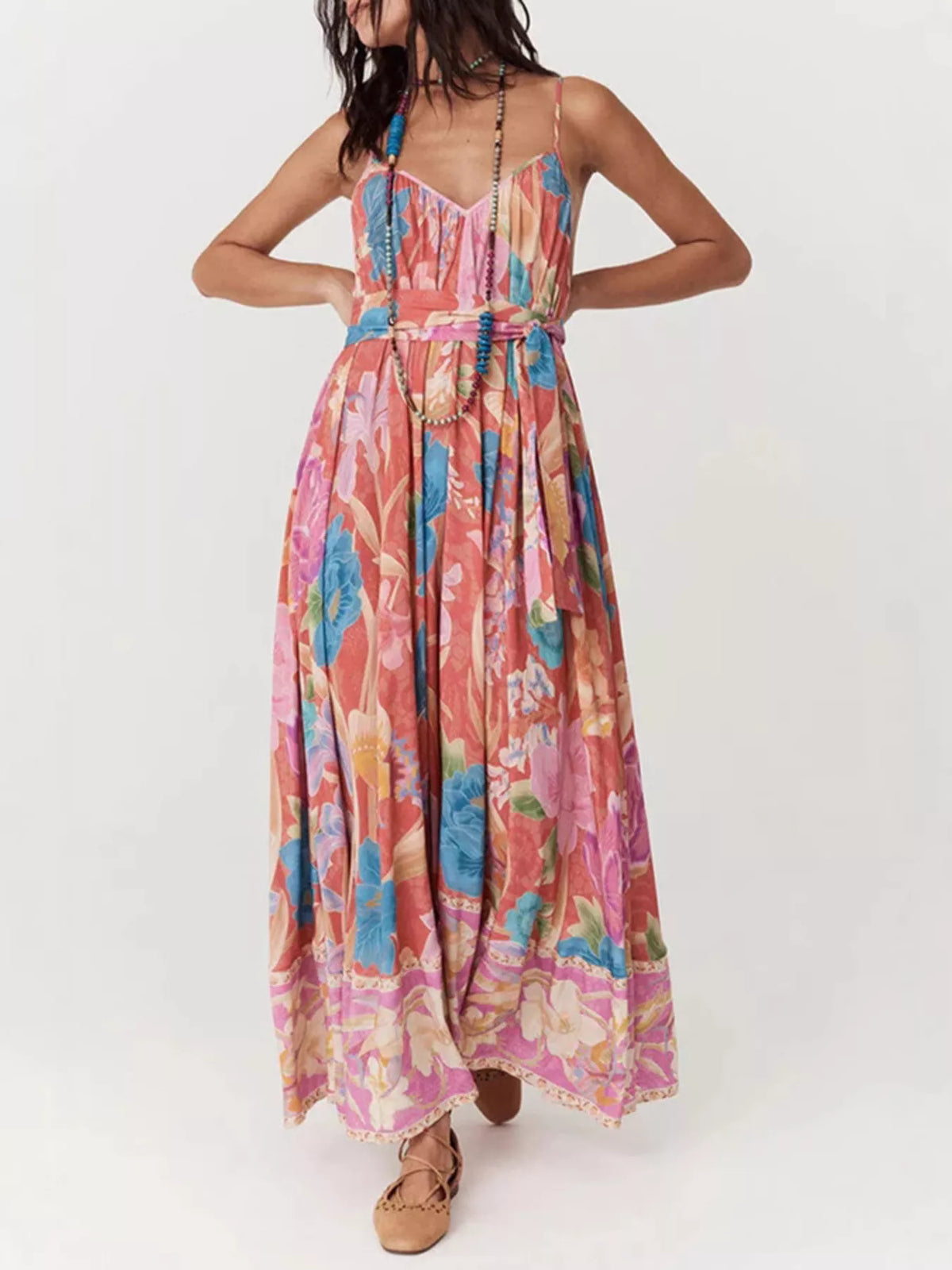 Floral Print Spaghetti Strap Maxi Dress
