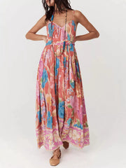 Floral Print Spaghetti Strap Maxi Dress