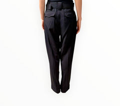 Ganni Wide Leg Pleat Front Pants - Black - Size 38