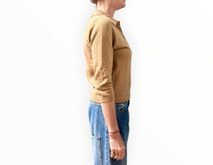 Jac + Jack Cropped Polo Top - Latte - Size L