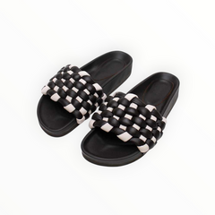 La Tribe Selene Slides -  Brown/White - Size 39