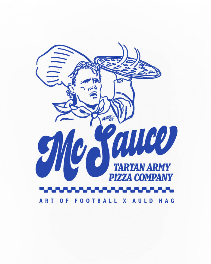 ART OF McSauce Pizza Co Tee | White Graphic Football T-shirt