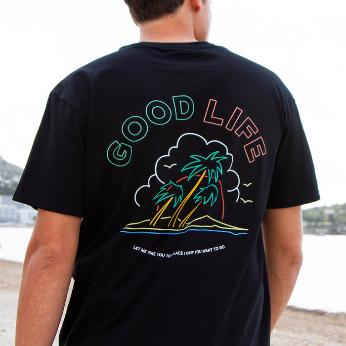 Neon Good Life Back Print - Tshirt - Black
