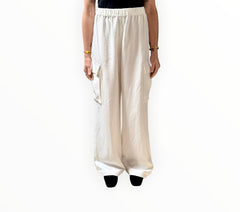 RT006224 - Enza Costa Wide-Leg Cargo Pants - Cream - Size 1