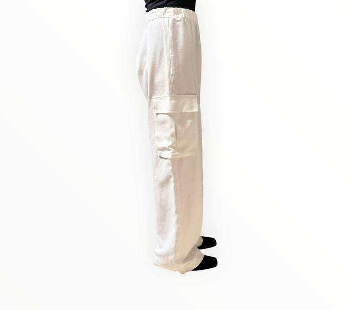 RT006224 - Enza Costa Wide-Leg Cargo Pants - Cream - Size 1