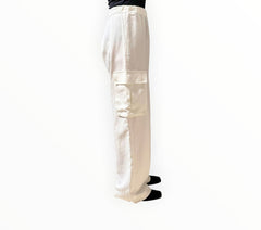 RT006224 - Enza Costa Wide-Leg Cargo Pants - Cream - Size 1