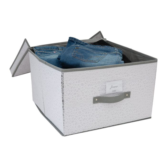 Simplify Embossed Nest Jumbo Storage Box-White
