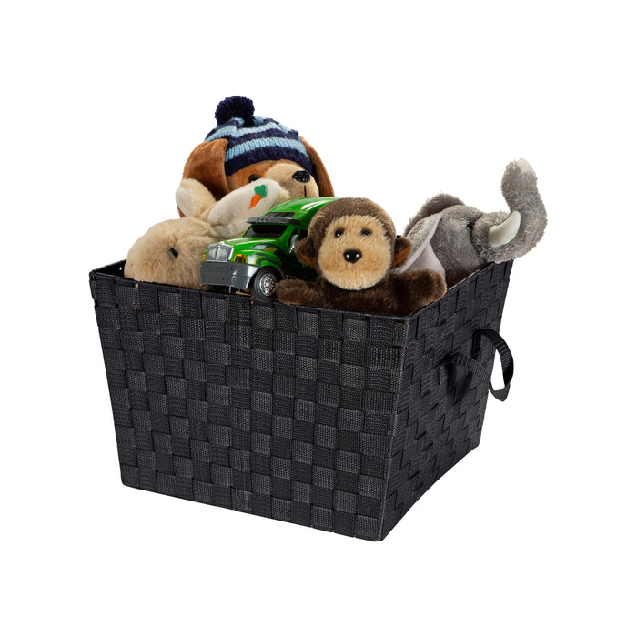 Simplify Large 15" Woven Strap Storage Bin-Black
