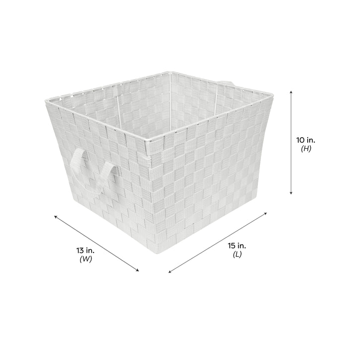 Simplify Large 15" Woven Strap Storage Bin-Heather Gray
