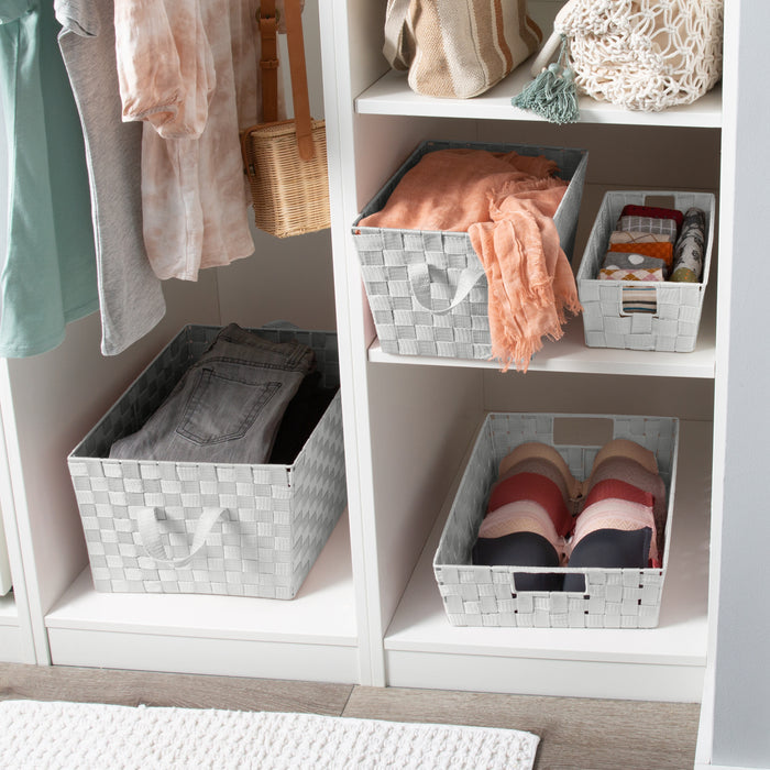 Simplify Small 10" Woven Storage Bin-Heather Gray