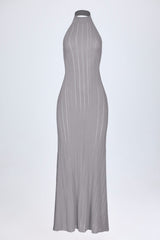 Backless Halterneck Maxi Dress in Silver