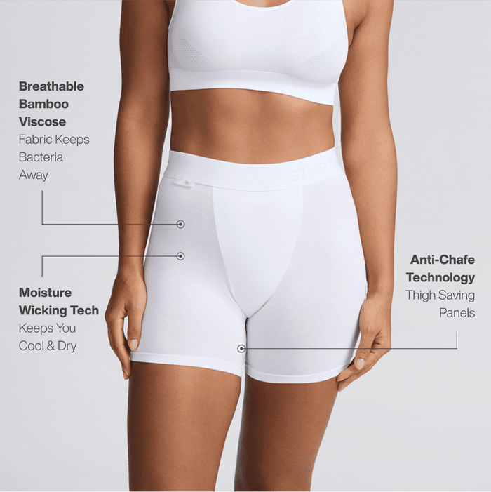 Women's Body Shorts - White - Bamboo Underwear